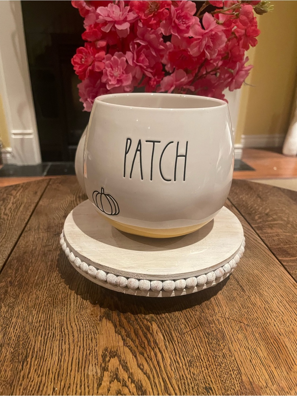 Rae Dunn White 'Patch' Ceramic Planter with Yellow Base